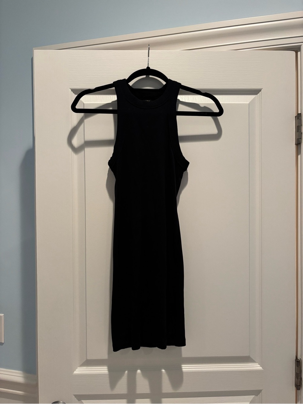 TNA Black Sleeveless Ribbed Mini Dress